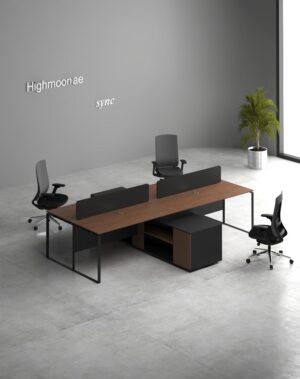 Sync 4 Cluster L Shaped Workstation (Black Leg)