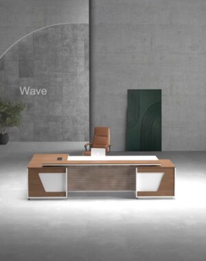 Wave Executive Desk (White Leg)