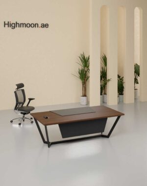 Snow Straight Manager Desk (Black Leg)