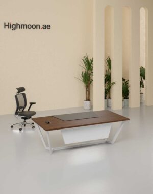 Snow Straight Manager Desk (White Leg)