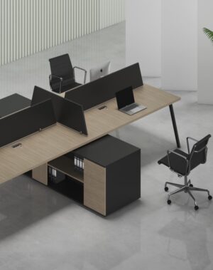 Orange 4 Cluster L Shaped Workstation