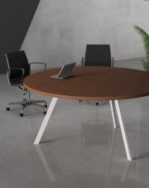 Orange Round Meeting Table (White)