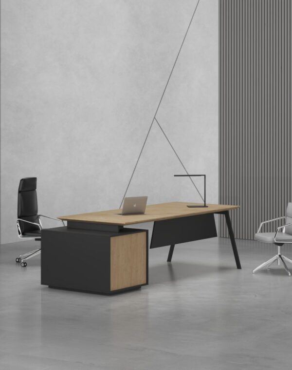 Orange Straight Manager Desk (Black Leg)