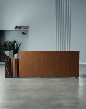 Flat reception desk black by Highmoon, leading reception desks supplier in Dubai