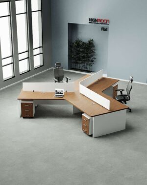 Flat 3 Cluster Workstation (White Leg)